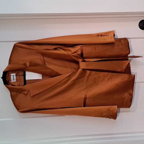 brown tie waist blazer